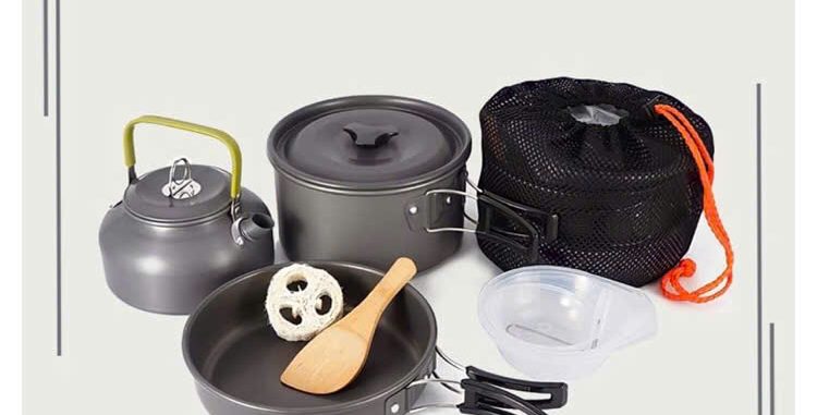 bộ nồi cắm trại 3 món có ấm